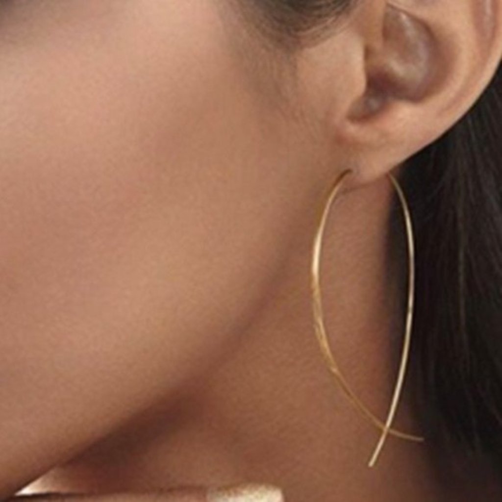 Gold hoop earrings photographed square for a marketplace product listing